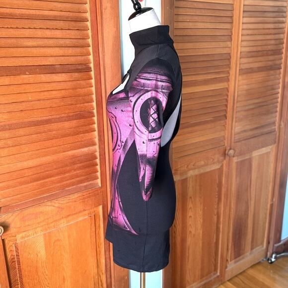Vintage Lip Service Hyper Intelligence Cyber Goth Industrial Purple Dress - Picture 7 of 14